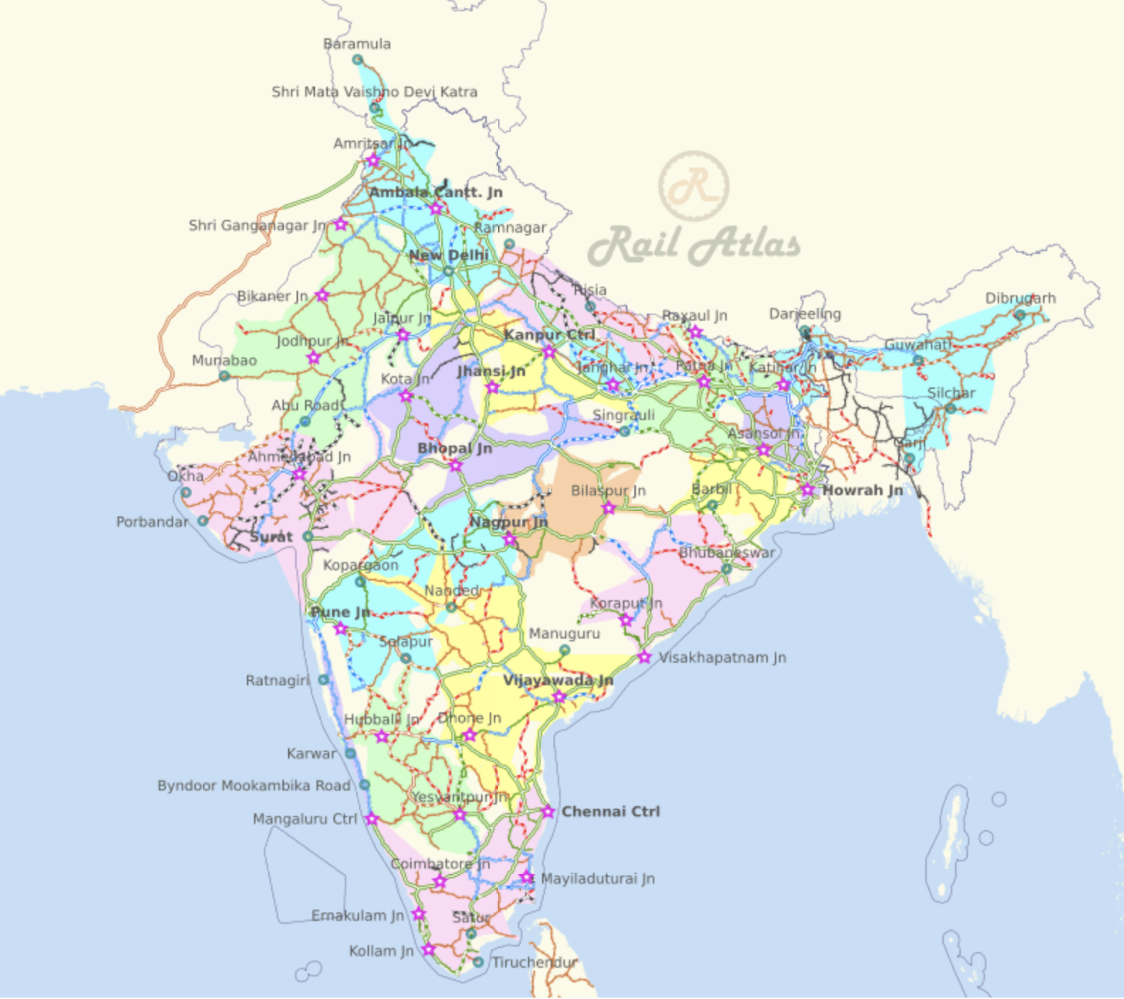 インド国鉄IRCTC路線マップ