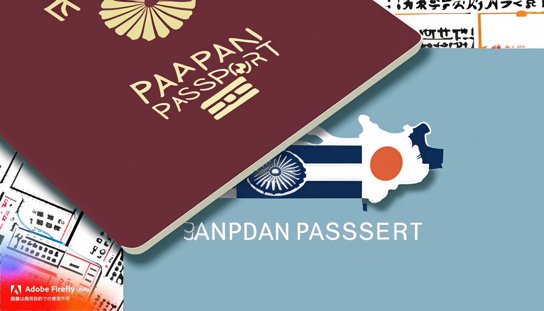 AIで作成した画像 日本のパスポートとインド旅行